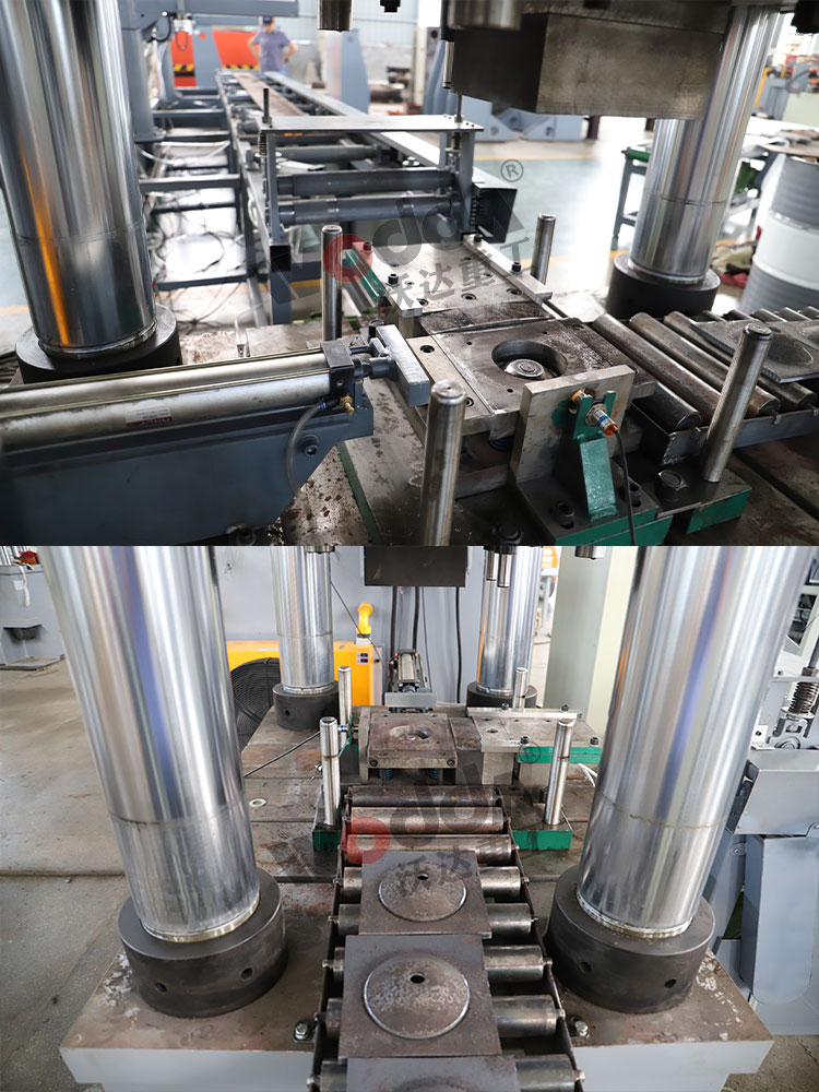 630噸四柱液壓機沖壓錨杆托盤細節